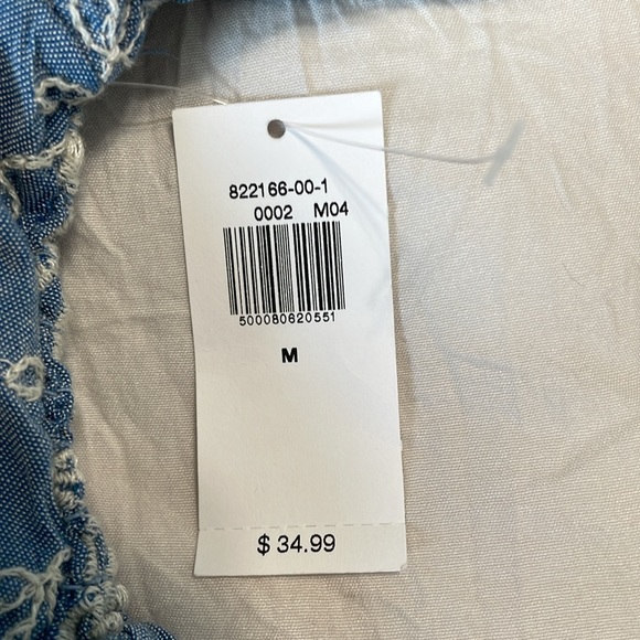 NWT - Old Navy Blue and Cream Peplum Ruffled Short Sleeve Top Size M - Picture 9 of 10